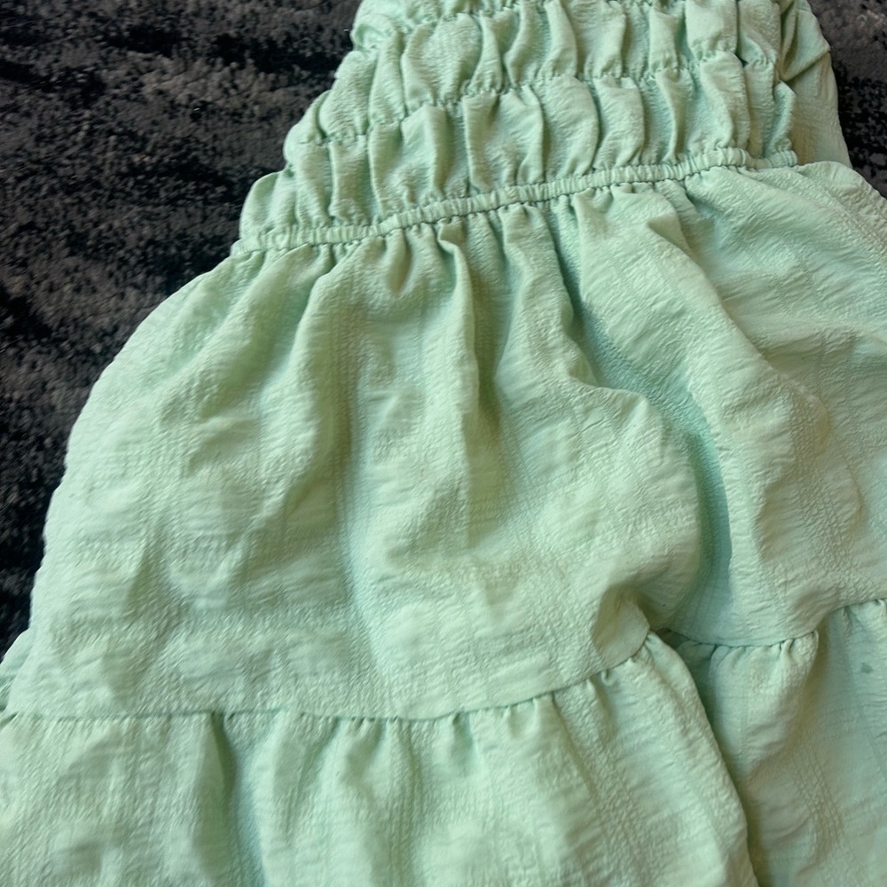 LIBERTY LOVE Pastel Green Tiered Smocked Dress With Puff Sleeves - Picture 9 of 9